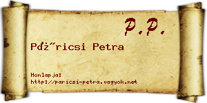 Páricsi Petra névjegykártya